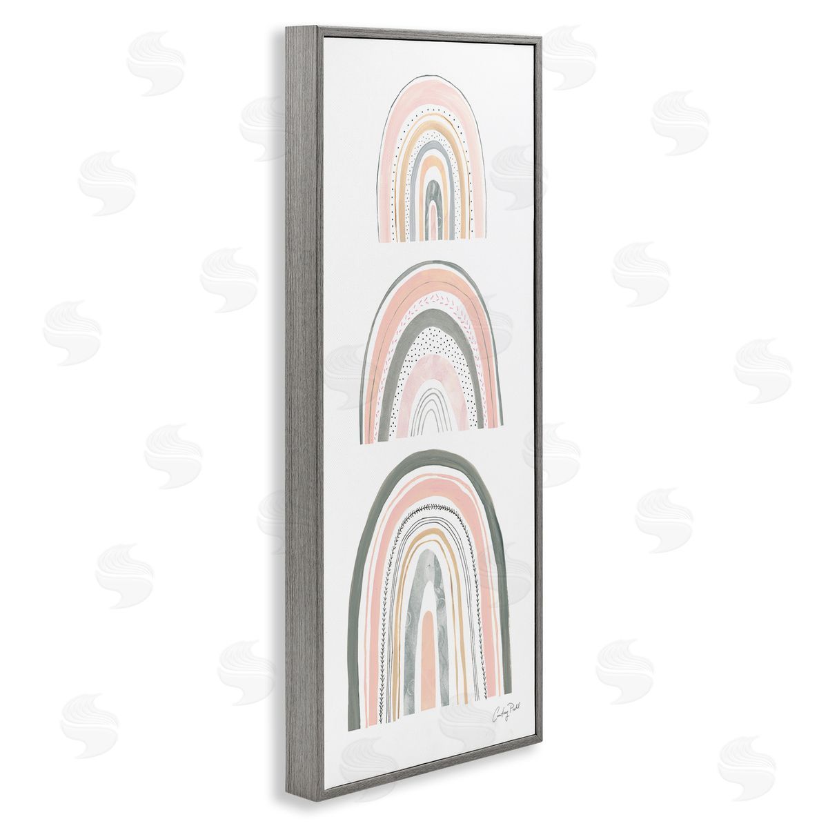 Stack of Abstract Rainbows Grey Frame Print Wall Art, Home Decor by Courtney Prahl