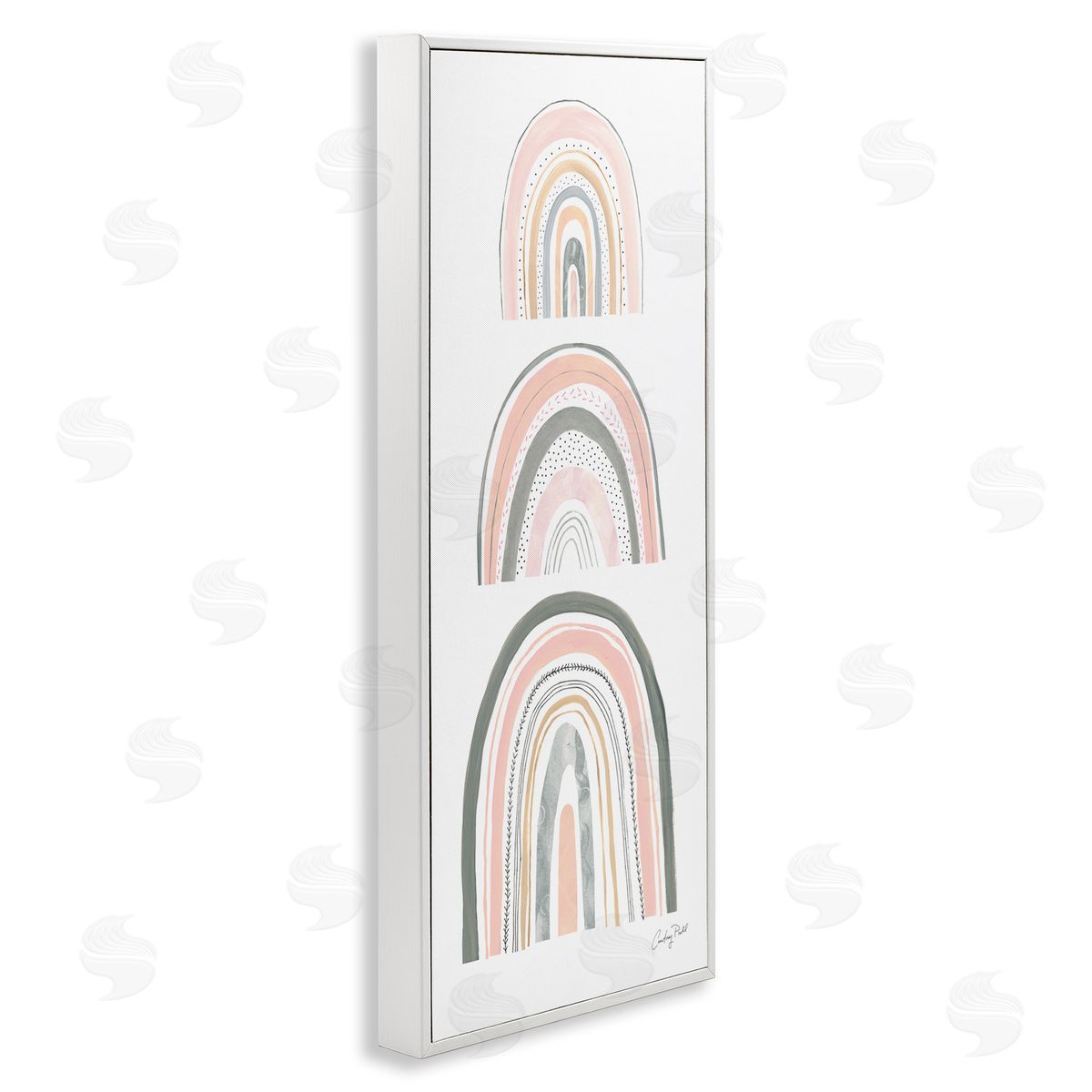 Stack of Abstract Rainbows White Frame Print Wall Art, Home Decor by Courtney Prahl