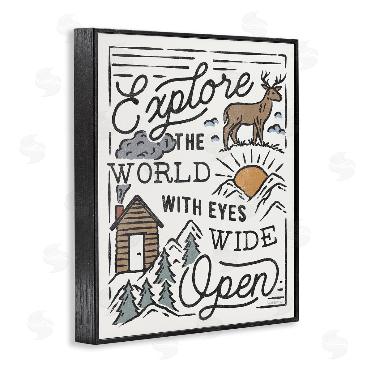 Explore with Eyes Wide Open Black Frame Print Wall Art, Home Decor by Laura Marshall