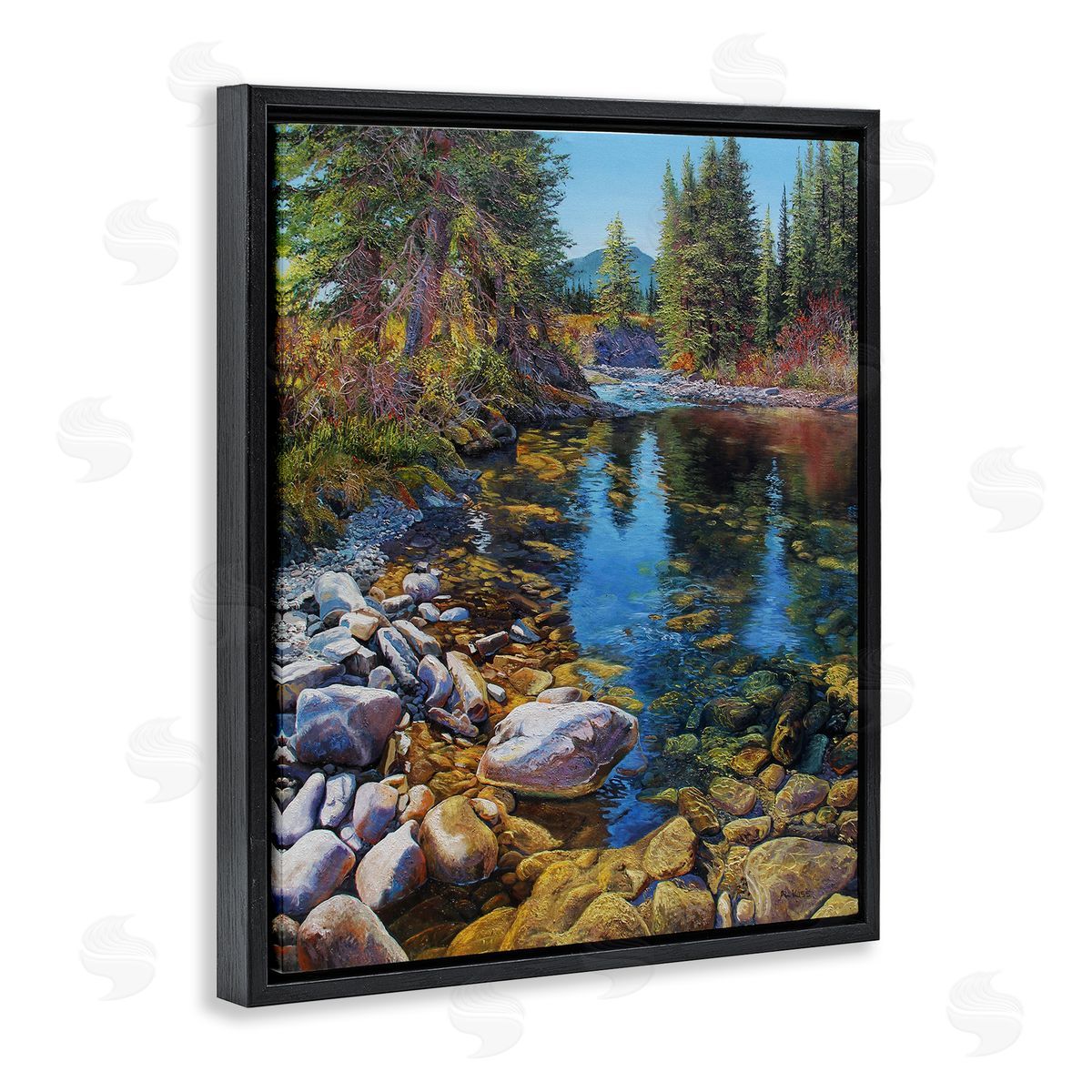 Stoney Creek Forest Landscape Black Floating Frame Canvas Wall Art, Home Decor by Andrew Kiss