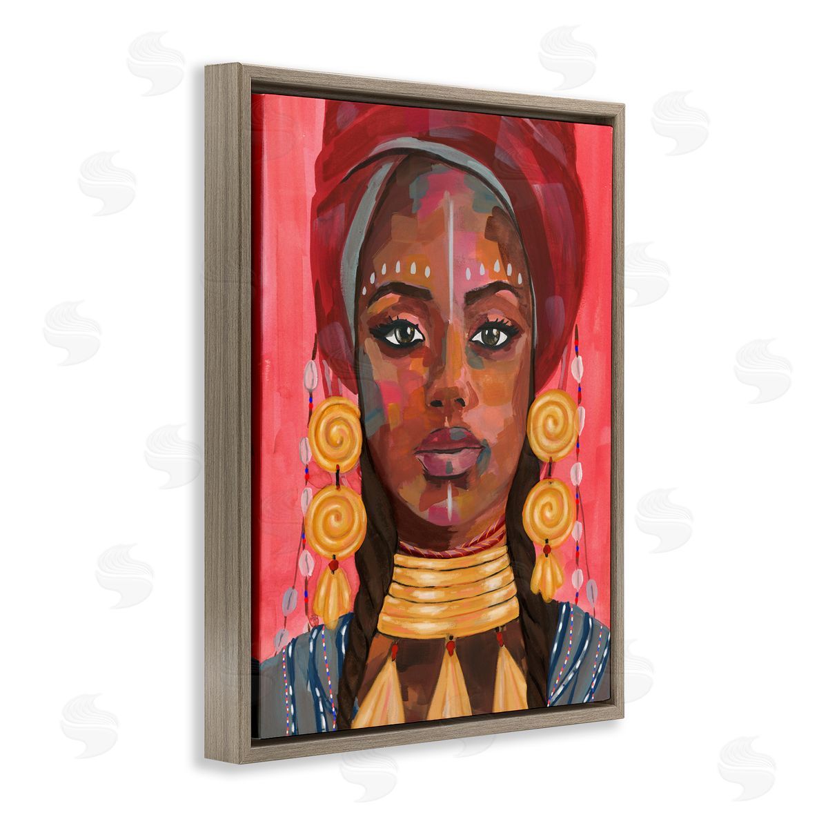 Ornament Empress Portrait Brown Floating Frame Canvas Wall Art, Home Decor by Annie Warren
