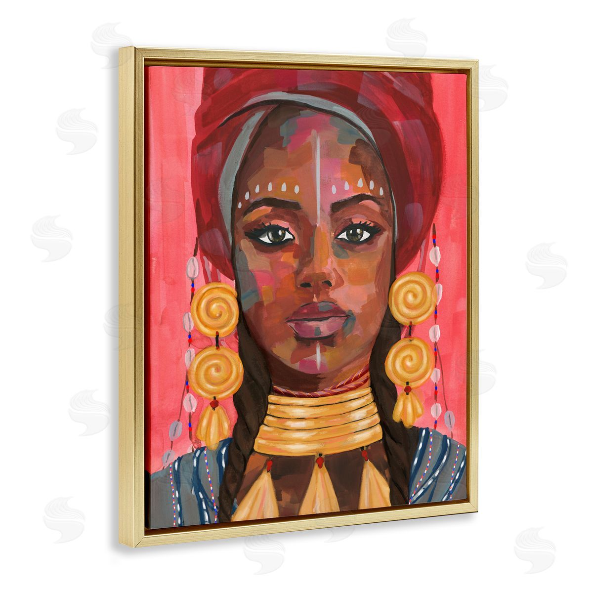 Ornament Empress Portrait Gold Floating Frame Canvas Wall Art, Home Decor by Annie Warren