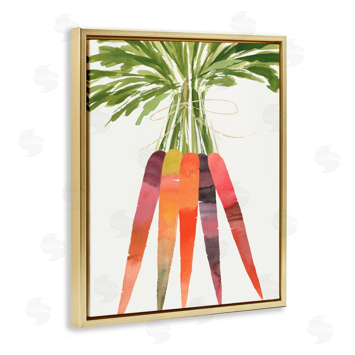 Vibrant Bunch Carrots Gold Floating Frame Canvas Wall Art, Home Decor by Annie Warren