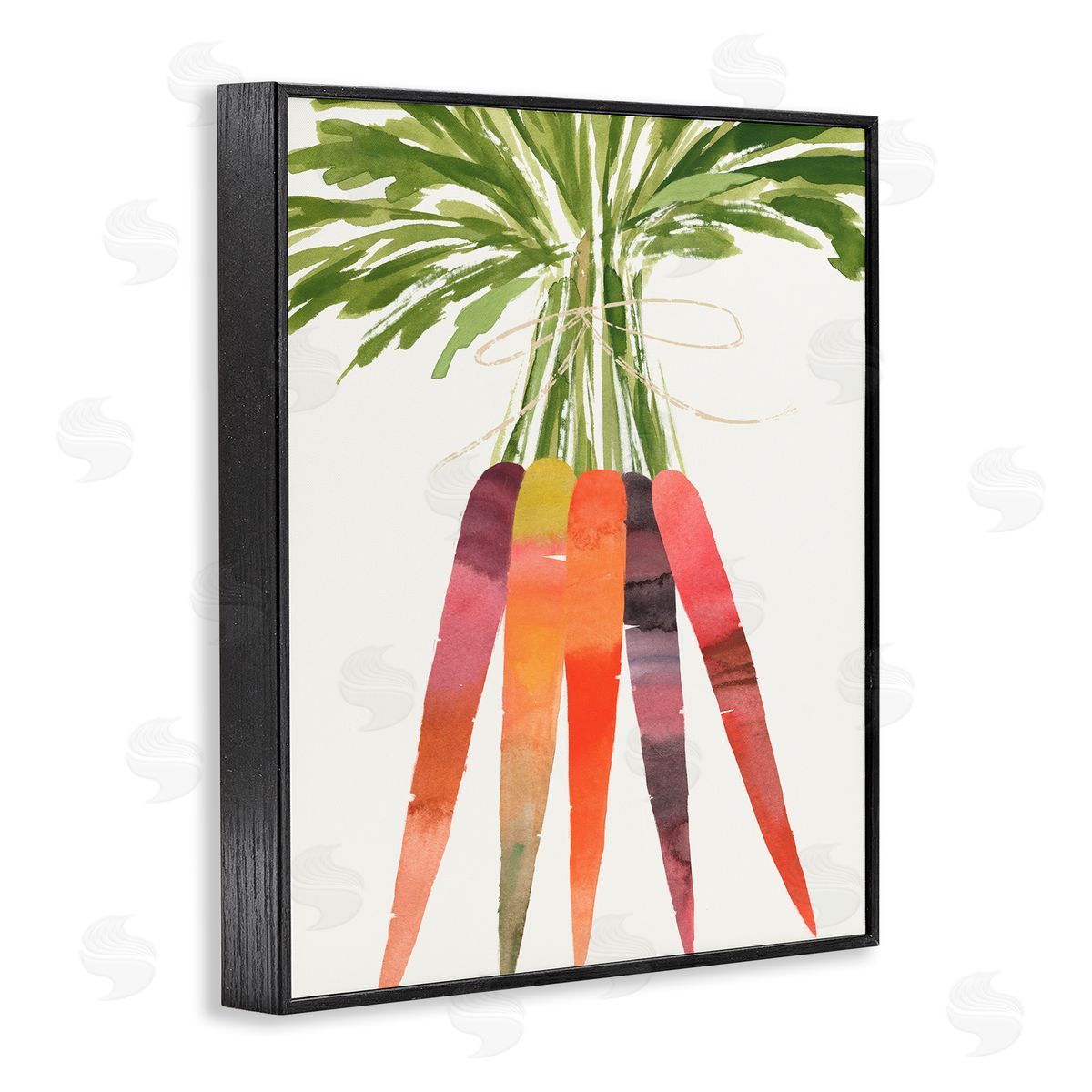 Vibrant Bunch Carrots Black Frame Print Wall Art, Home Decor by Annie Warren
