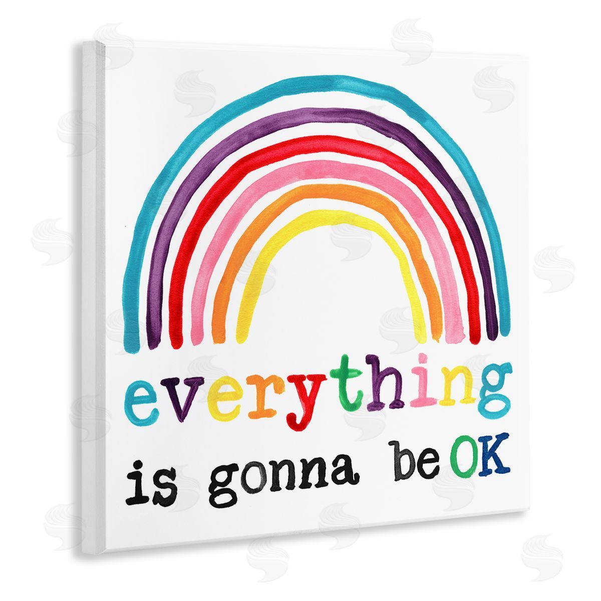 Everything is Okay Rainbow Wood Plaque Wall Art, Home Decor by June Erica Vess