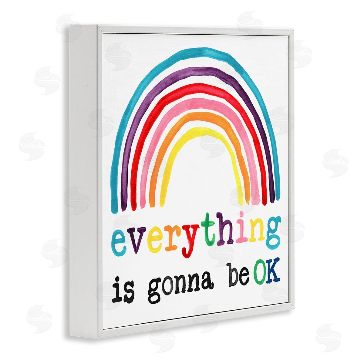 Everything is Okay Rainbow White Frame Print Wall Art, Home Decor by June Erica Vess