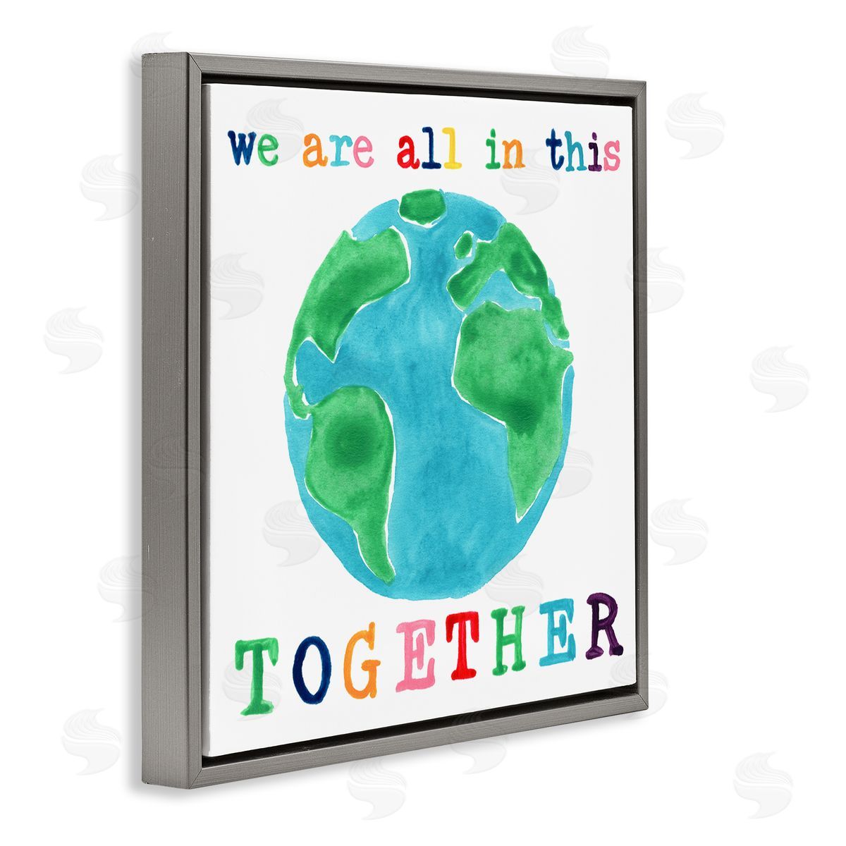 Colorful In This Together Grey Floating Frame Canvas Wall Art, Home Decor by June Erica Vess