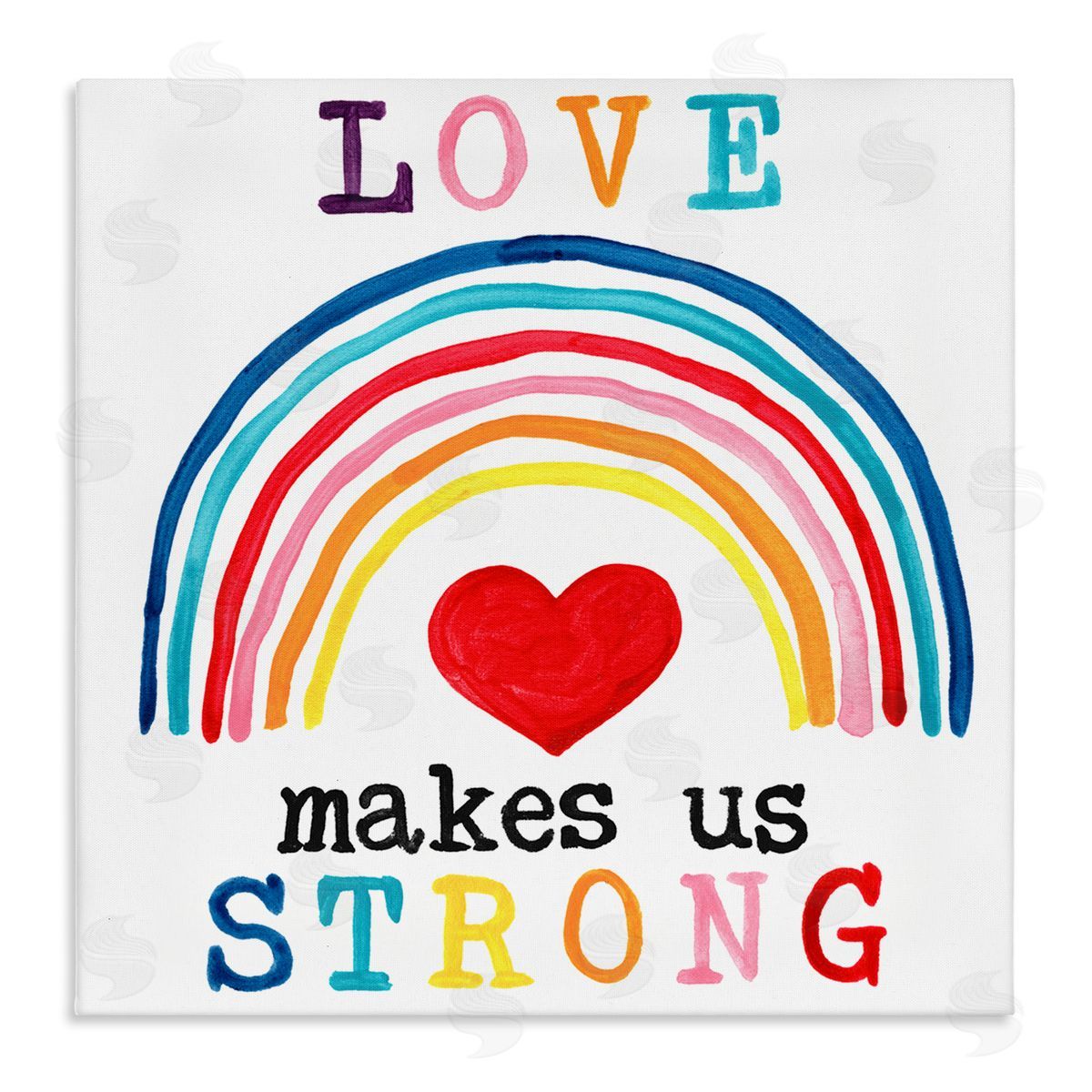 Love Makes Us Strong Rainbow Canvas Wall Art, Home Decor by June Erica Vess