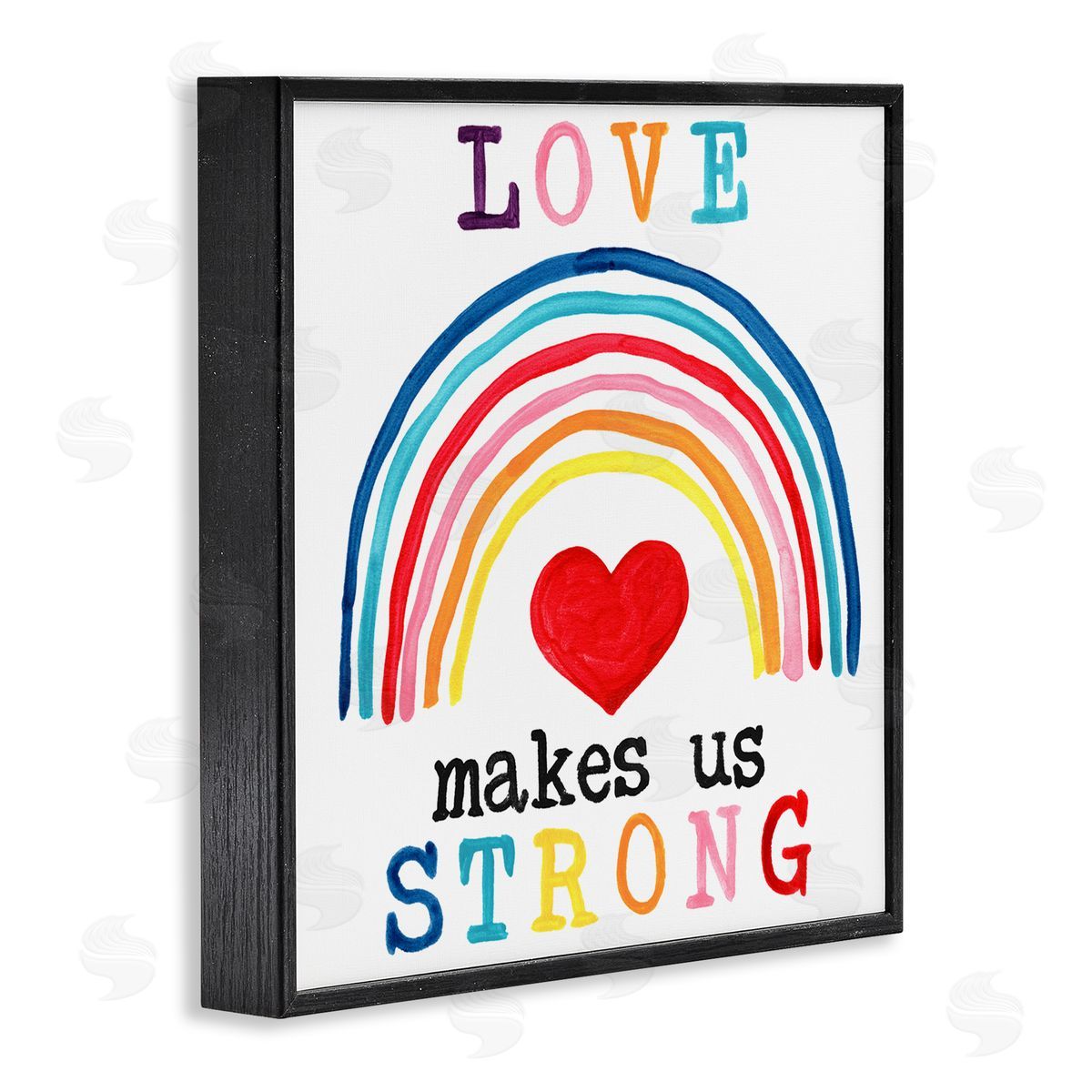 Love Makes Us Strong Rainbow Black Frame Print Wall Art, Home Decor by June Erica Vess