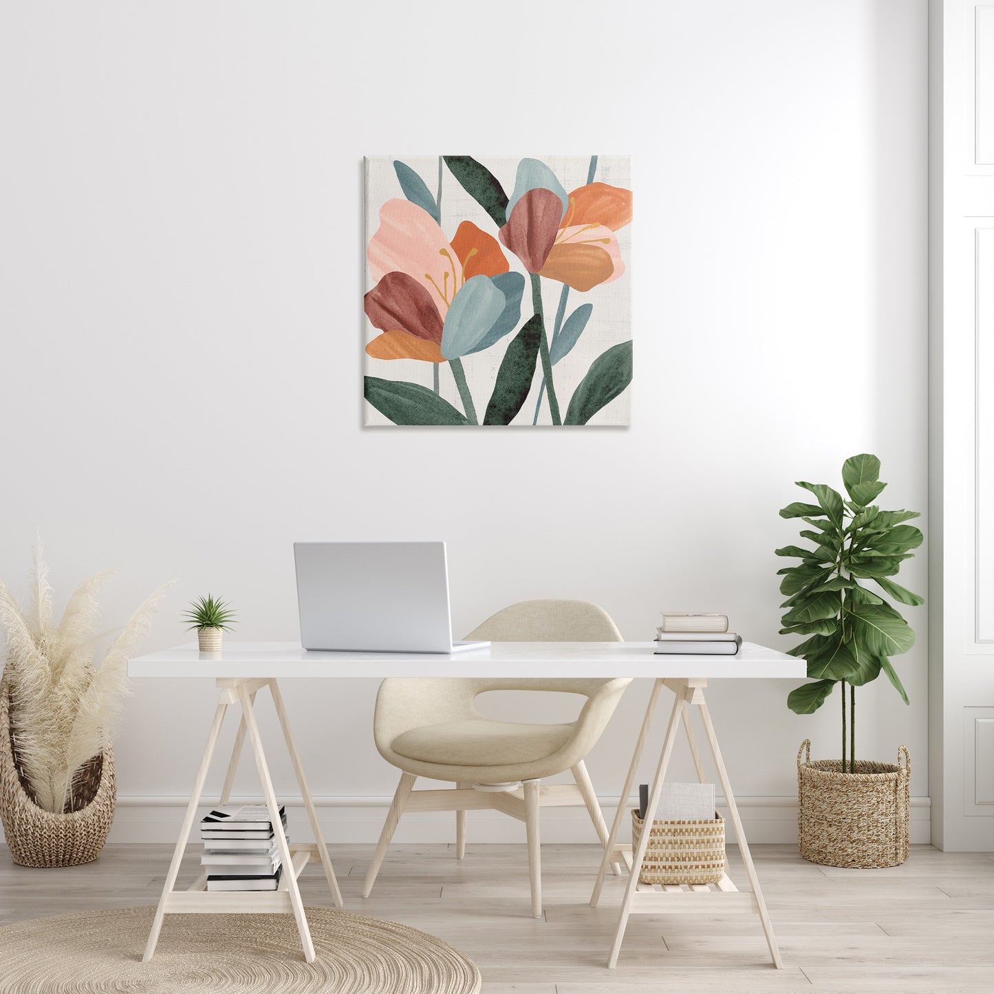 Abstract Azalea Flower Petals Canvas Wall Art in Room, Home Decor by Annie Warren