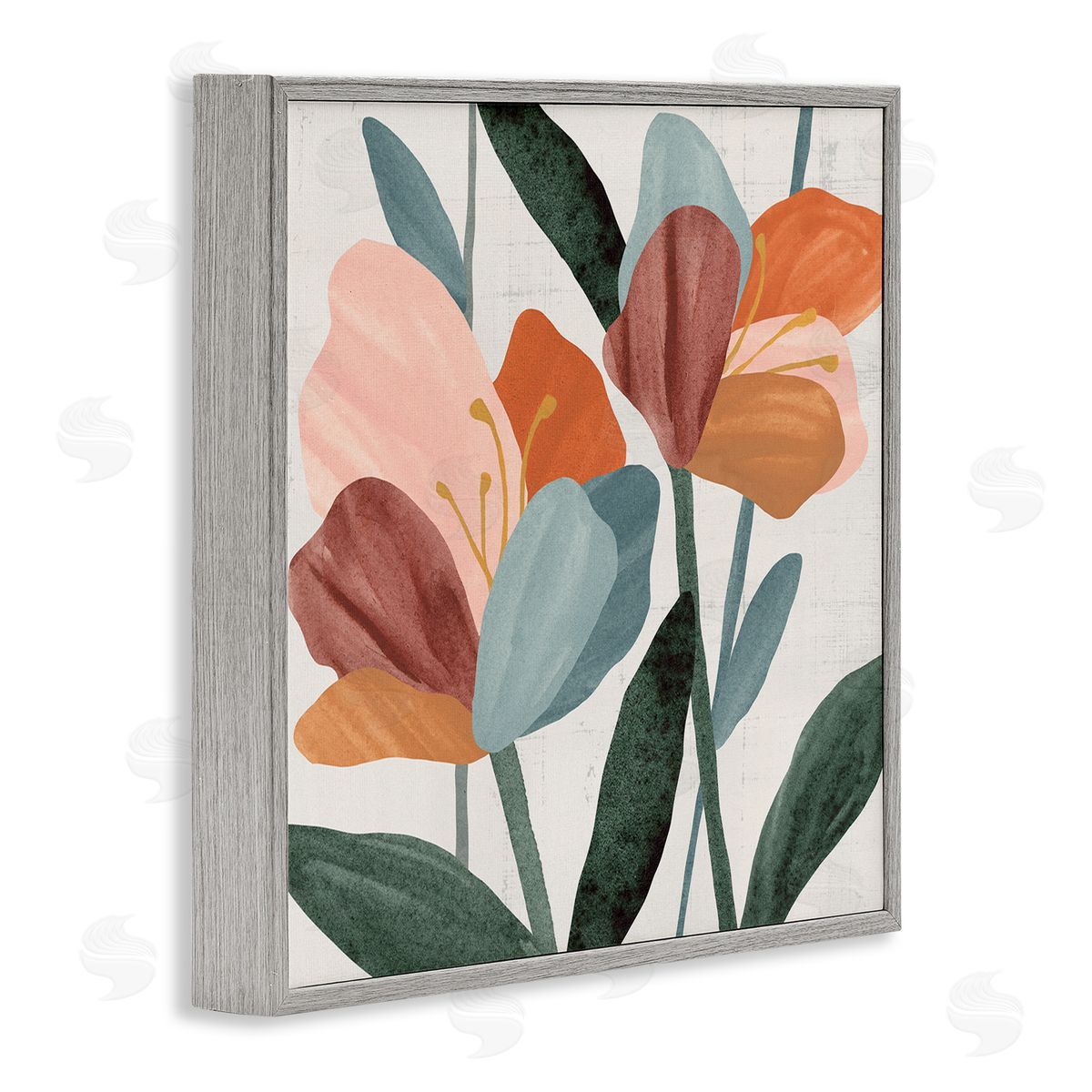 Abstract Azalea Flower Petals Grey Frame Print Wall Art, Home Decor by Annie Warren