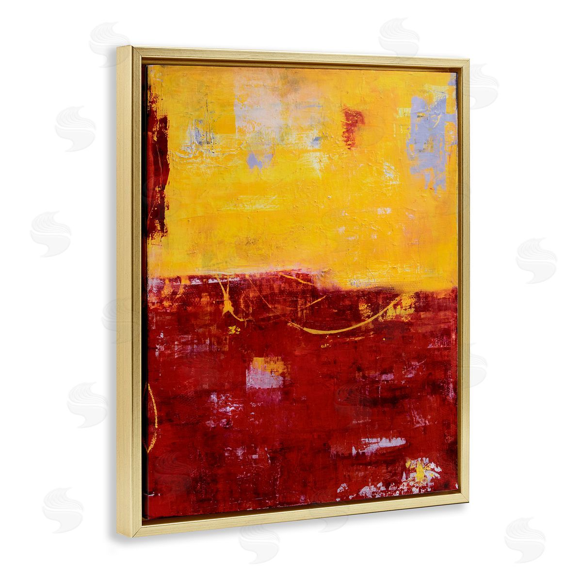 Erin Ashley Red Yellow Block Horizon Line Gold Floater Frame Canvas Art