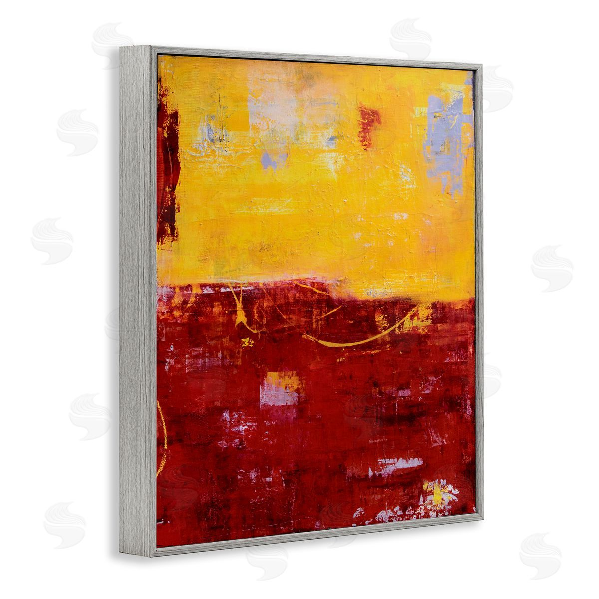 Erin Ashley Red Yellow Block Horizon Line Gray Framed Giclee Wall Art