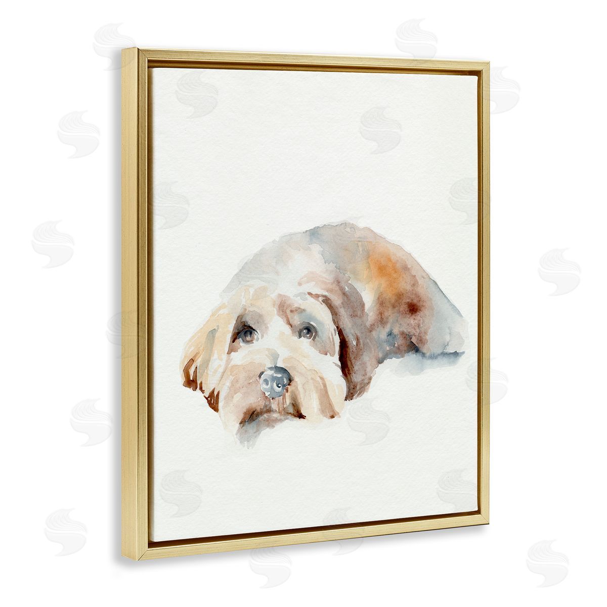 Jennifer Paxton Parker Scruffy Dog Laying Down Painting Gold Floater Frame Canvas Art