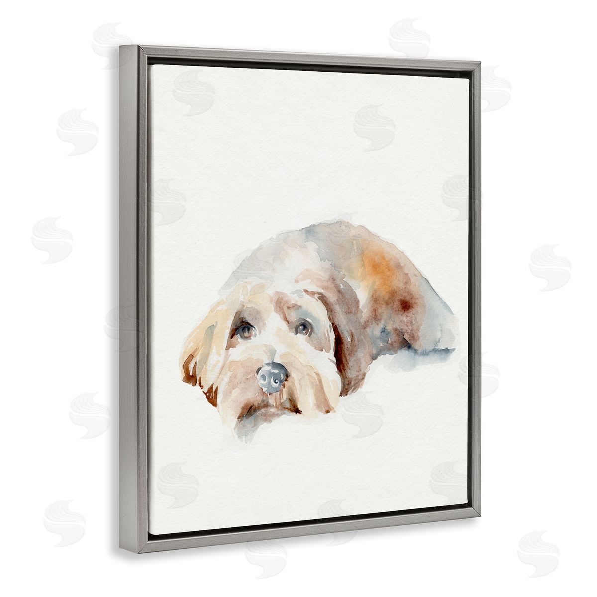 Jennifer Paxton Parker Scruffy Dog Laying Down Painting Gray Floater Frame Canvas Art