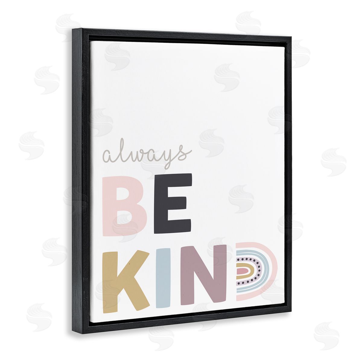 Angela Nickeas Always Be Kind Rainbow Typography Black Floater Frame Canvas Art