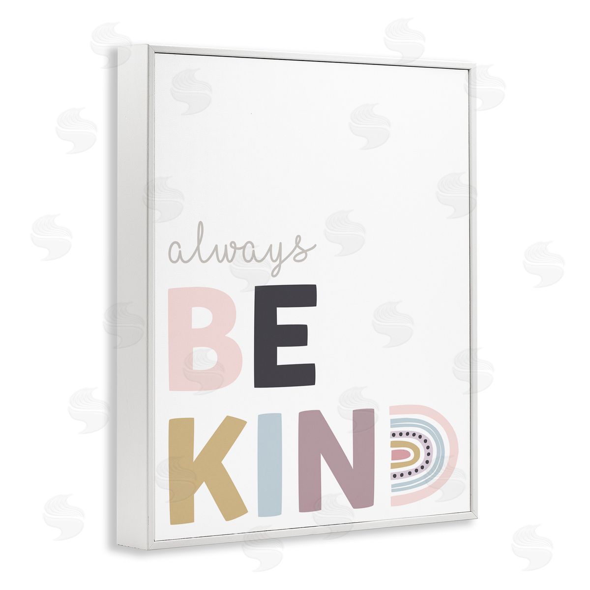 Angela Nickeas Always Be Kind Rainbow Typography White Framed Giclee Wall Art