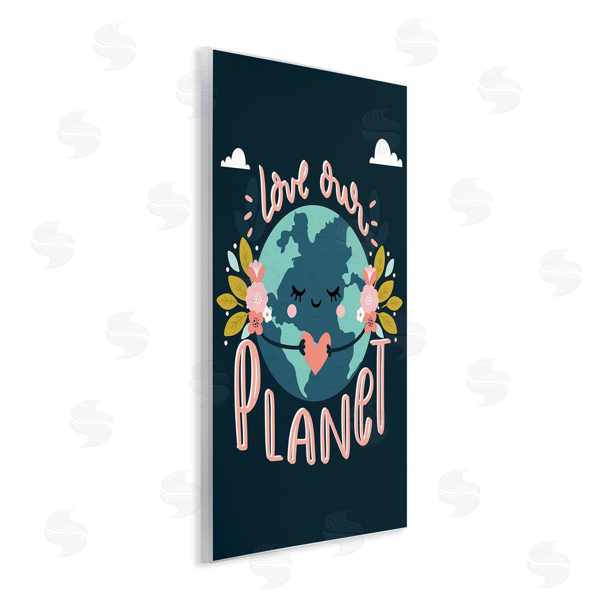 Angela Nickeas Love Our Planet Floral Cartoon Earth  Wall Plaque Art