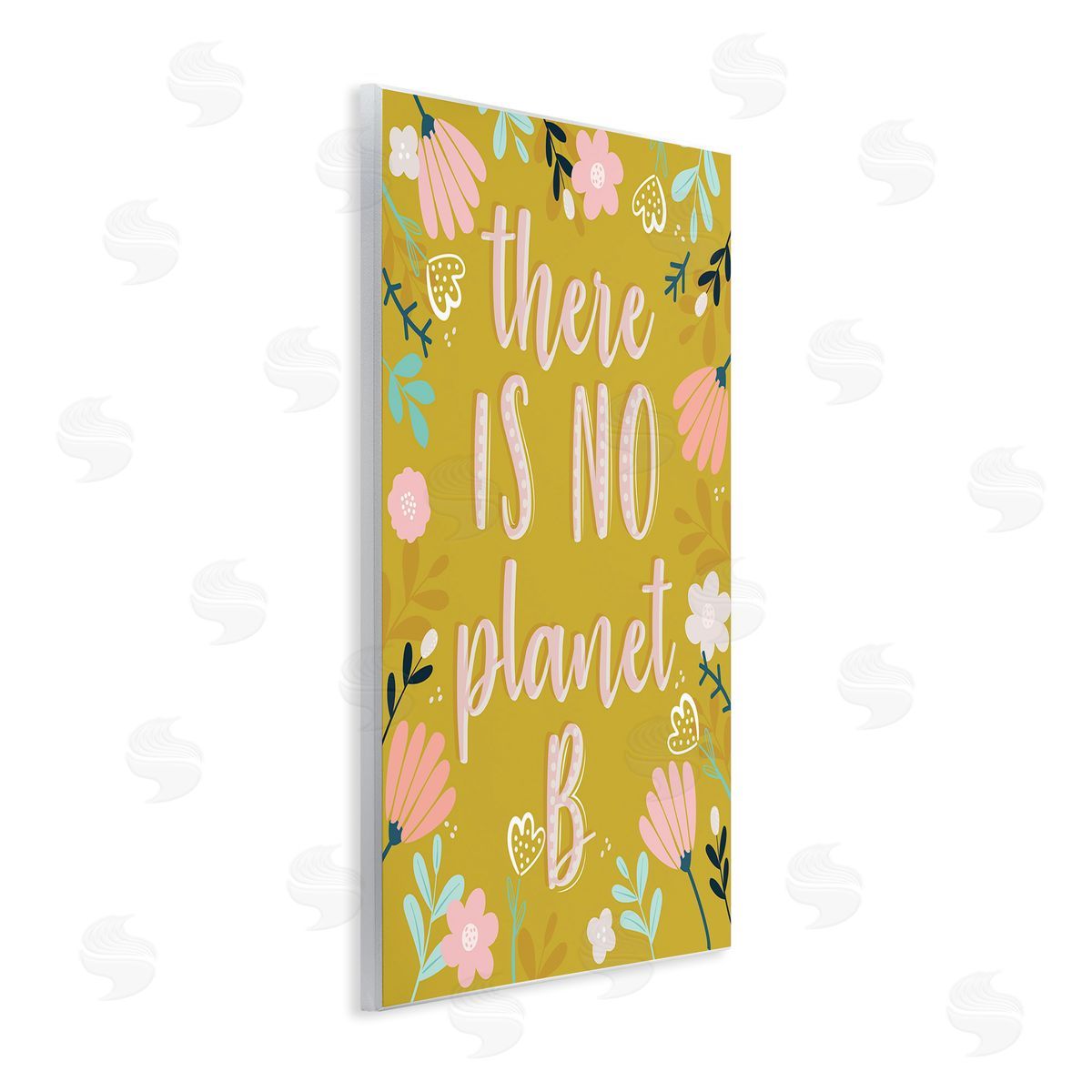 Angela Nickeas No Planet B Floral Border Illustration Wall Plaque Art