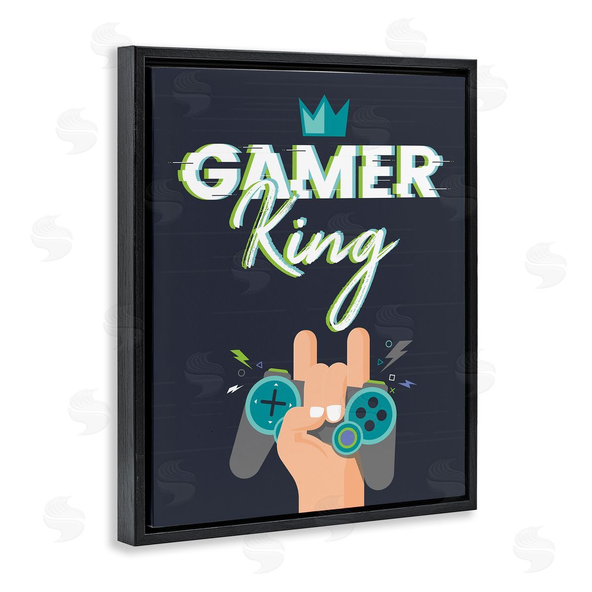 Angela Nickeas Gamer King Video Game Phrase Black Floater Frame Canvas Art