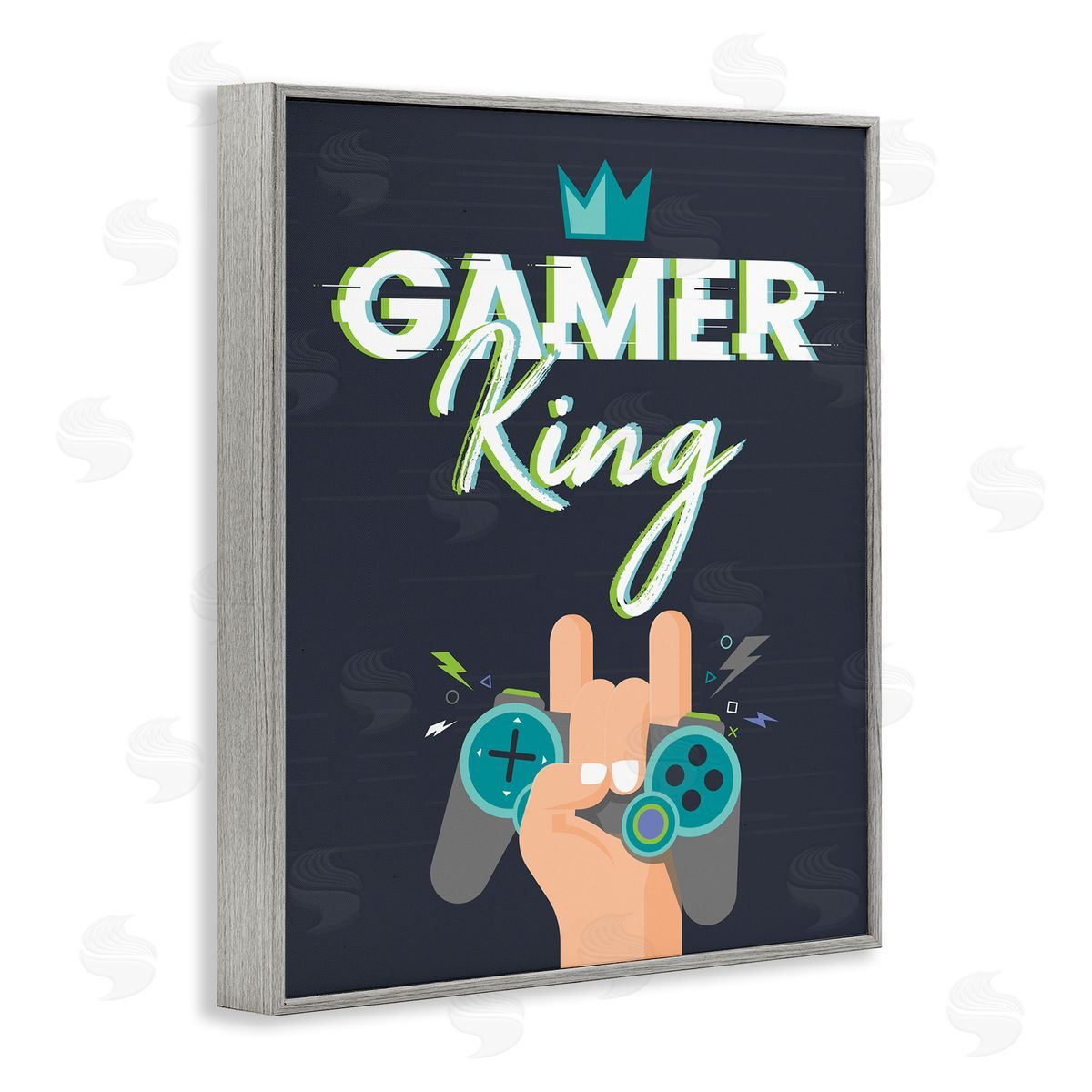 Angela Nickeas Gamer King Video Game Phrase Gray Framed Giclee Wall Art