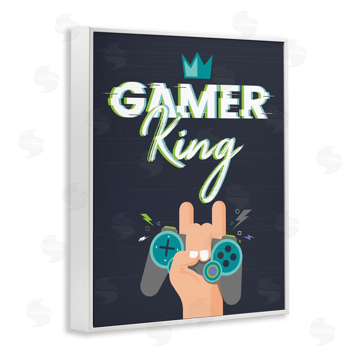 Angela Nickeas Gamer King Video Game Phrase White Framed Giclee Wall Art