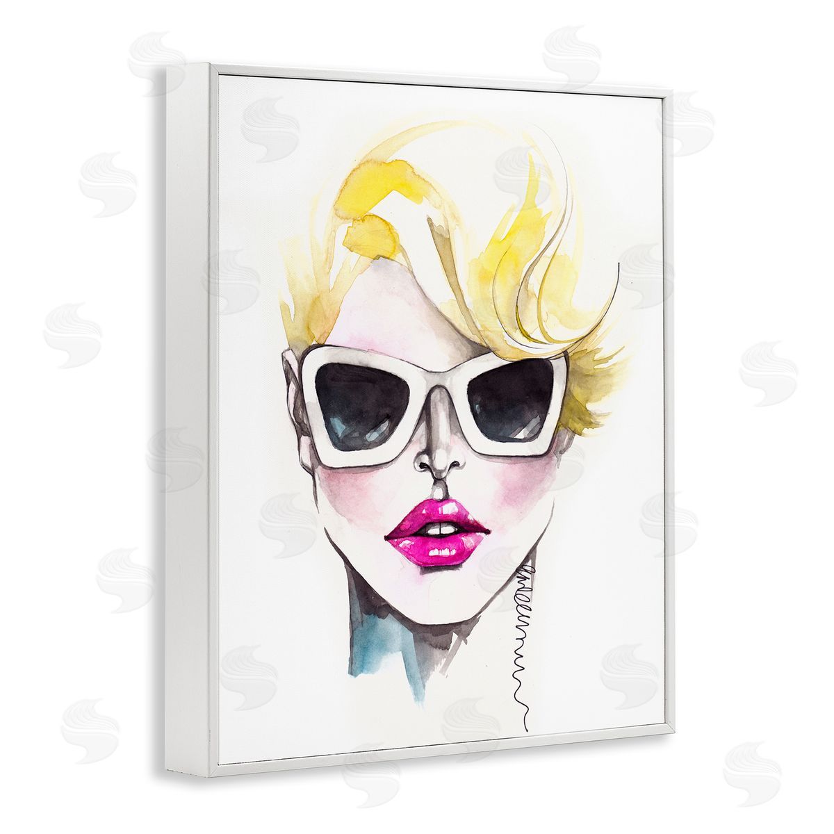 Elisaveta Stoilova Female Fashion Portrait Sunglasses White Framed Giclee Wall Art