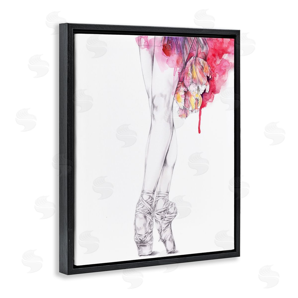 Elisaveta Stoilova Ballerina Pointed Toes Watercolor Tutu Black Floater Frame Canvas Art