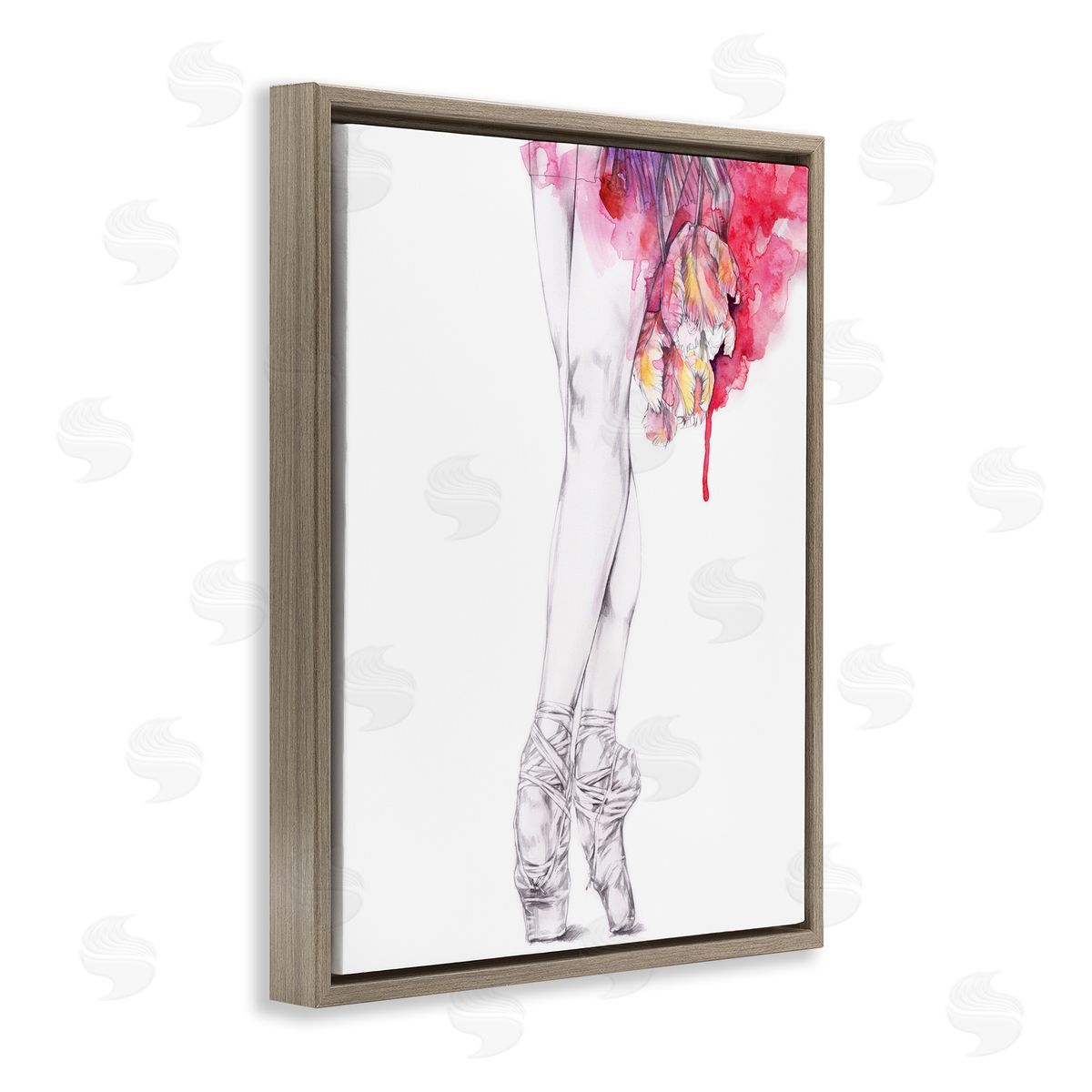 Elisaveta Stoilova Ballerina Pointed Toes Watercolor Tutu Brown Floater Frame Canvas Art