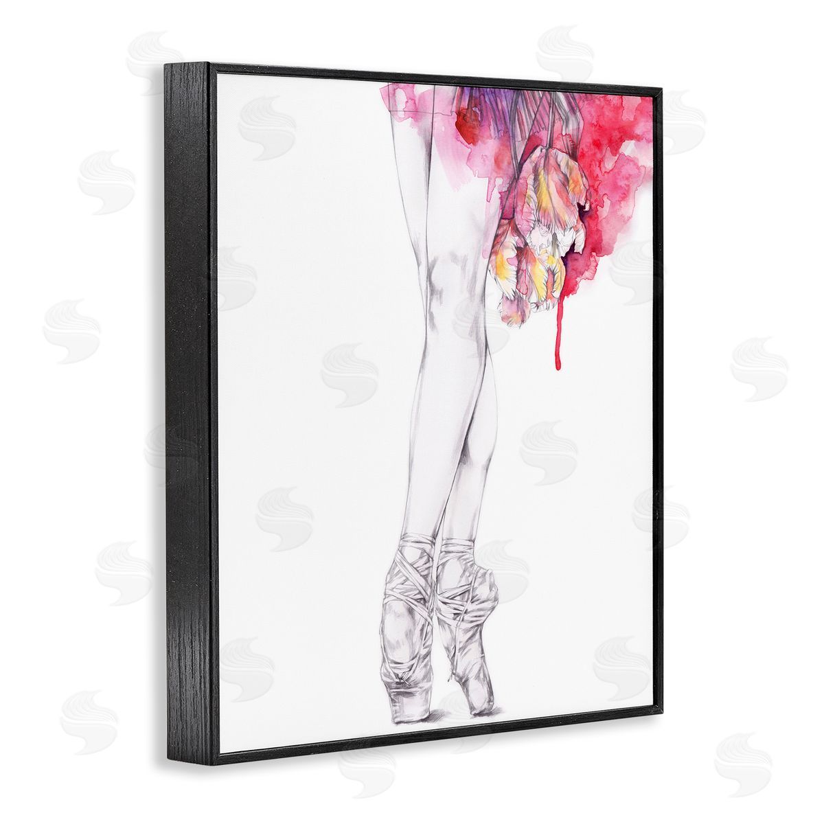 Elisaveta Stoilova Ballerina Pointed Toes Watercolor Tutu Black Framed Giclee Wall Art