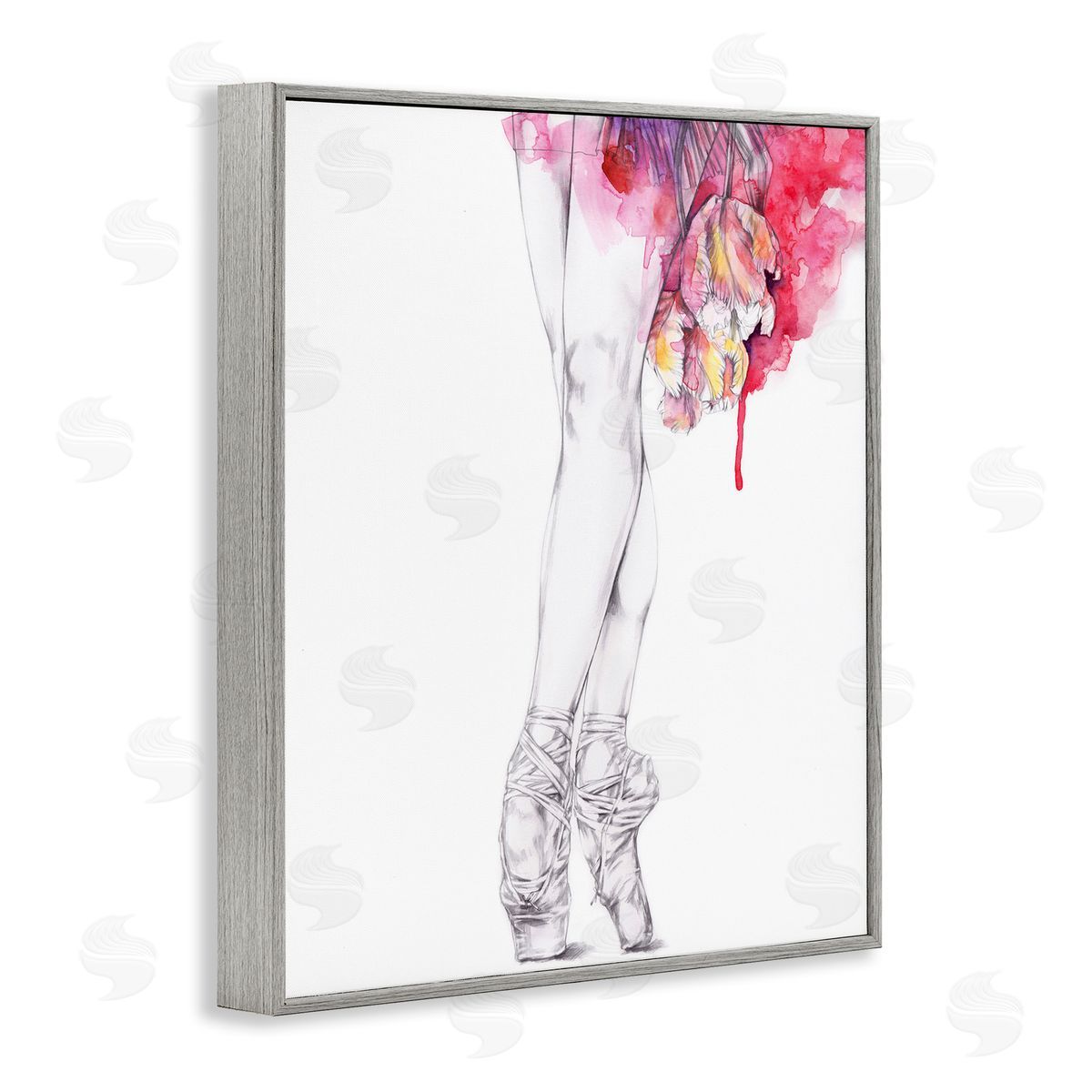 Elisaveta Stoilova Ballerina Pointed Toes Watercolor Tutu Gray Framed Giclee Wall Art