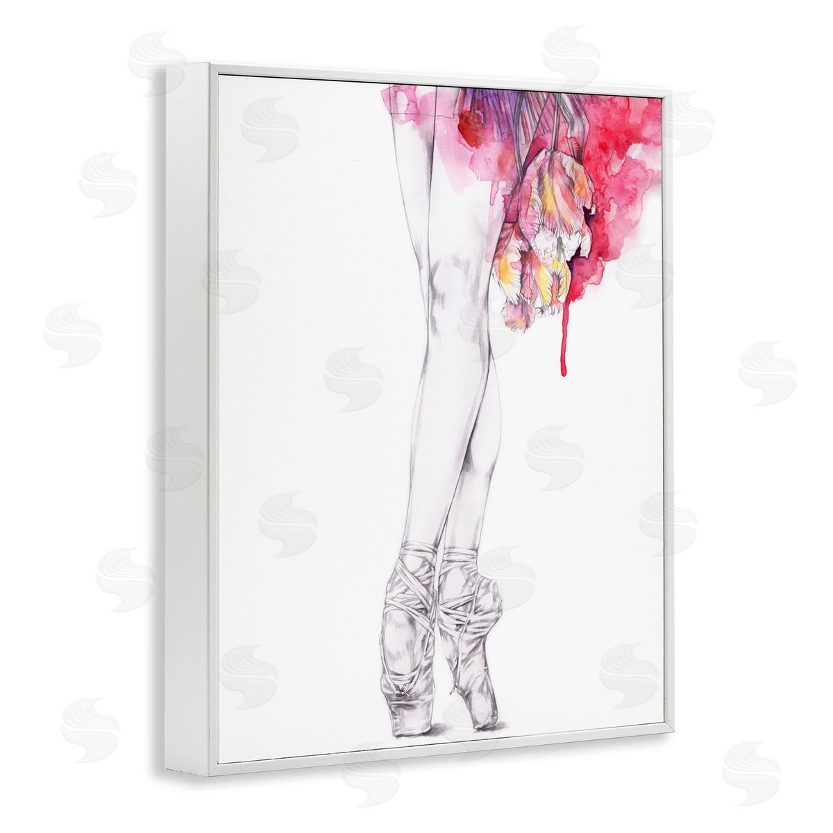 Elisaveta Stoilova Ballerina Pointed Toes Watercolor Tutu White Framed Giclee Wall Art