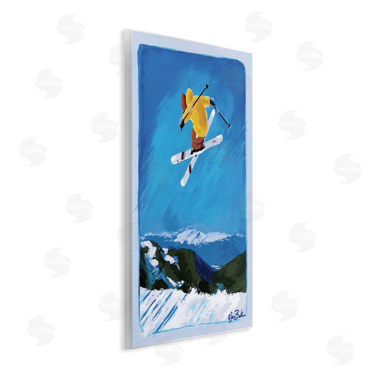 Sara Baker Winter Ski Jump Sports  Wall Plaque Art