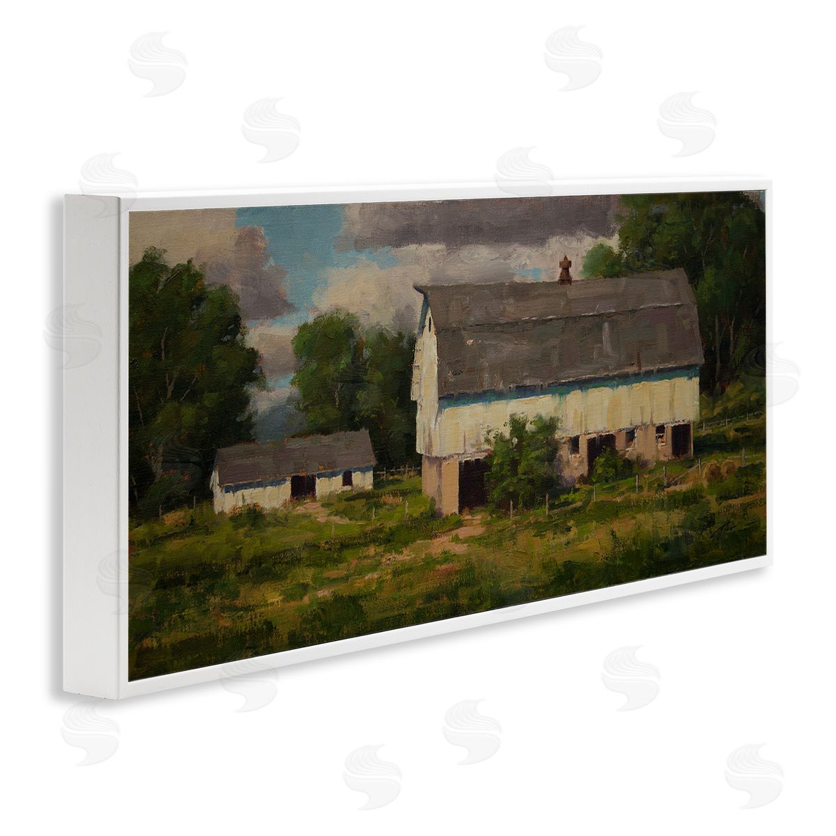 Jason Tako Farm Country Barn Landscape White Framed Giclee Wall Art