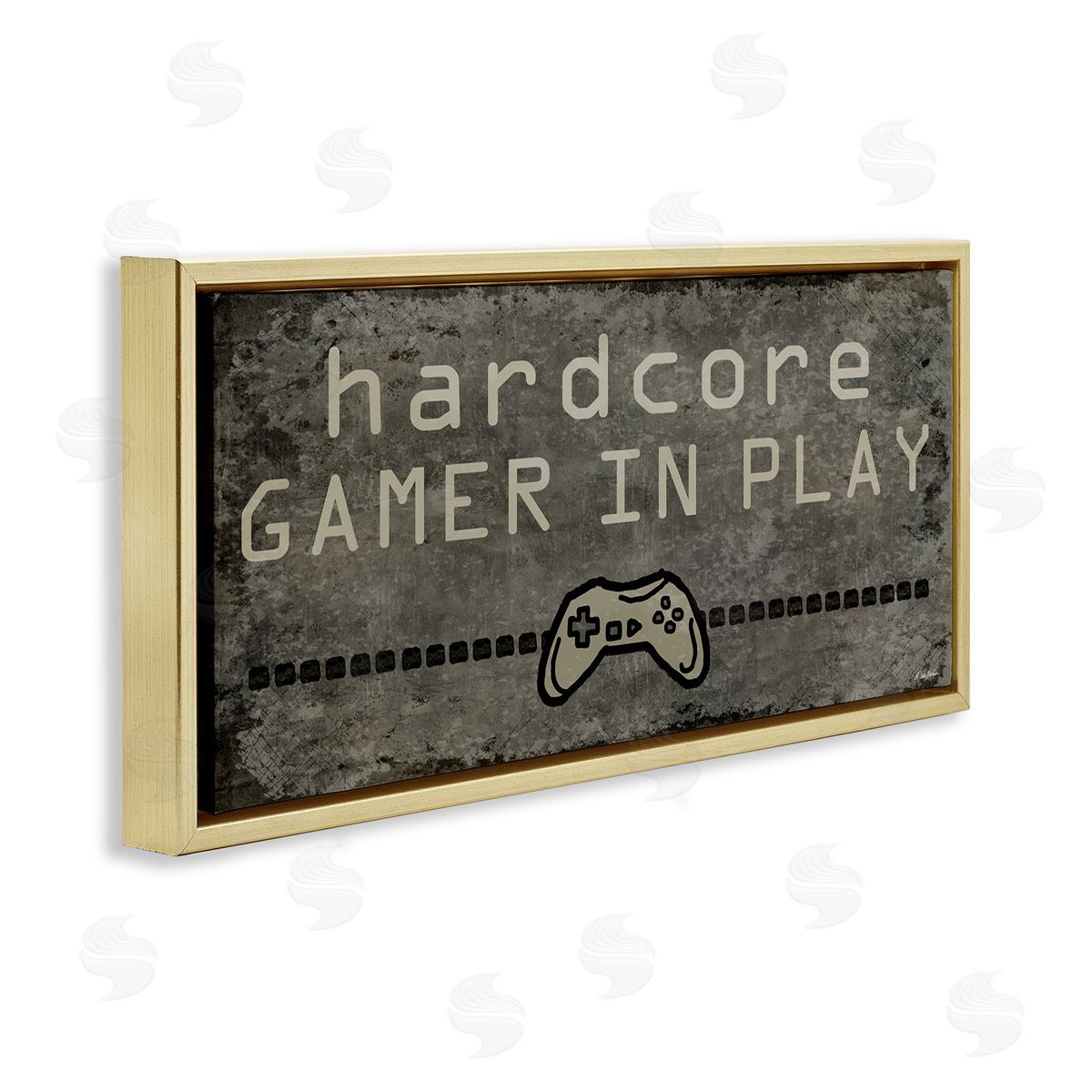 Denise Sullivan Hardcore Gamer In Play Controller Gold Floater Frame Canvas Art