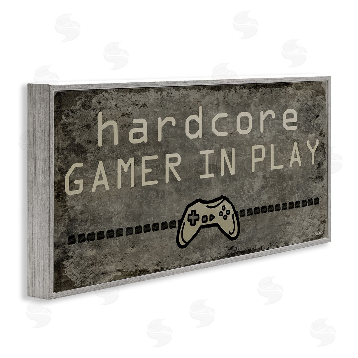 Denise Sullivan Hardcore Gamer In Play Controller Gray Framed Giclee Wall Art