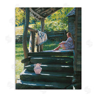 Heide Presse | Girl Sitting on Porch with Quilt