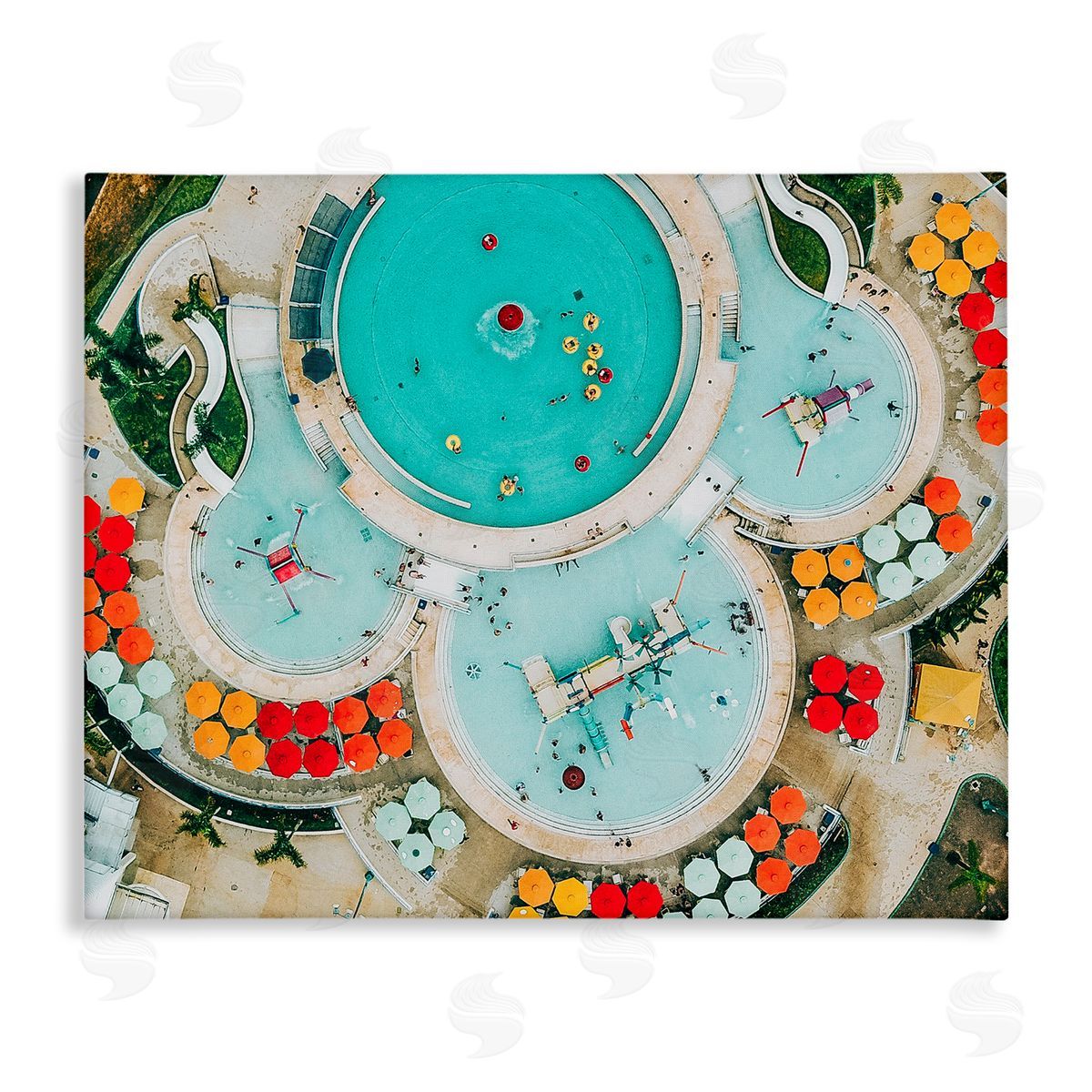 Ziwei Li Tropical Pool Resort Circles  Canvas Wall Art
