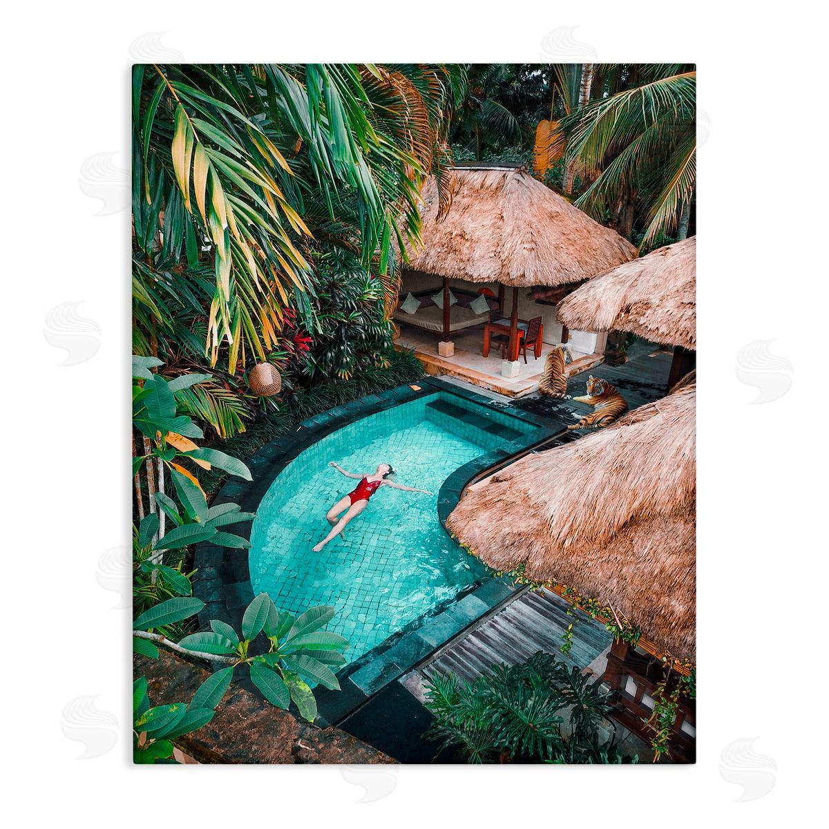 Ziwei Li Female Tropical Pool Jungle Canvas Wall Art