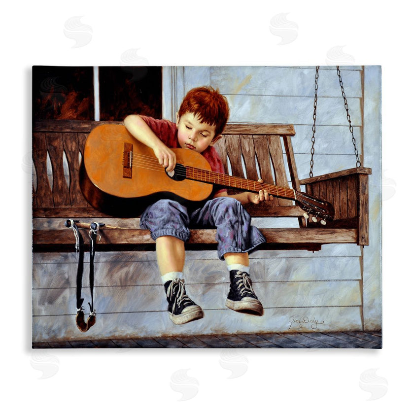 Jim Daly | Boy Guitar Porch Swing Painting
