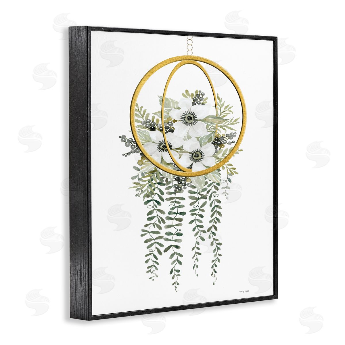 Cindy Jacobs White Floral Vines Modern Planter Black Framed Giclee Wall Art