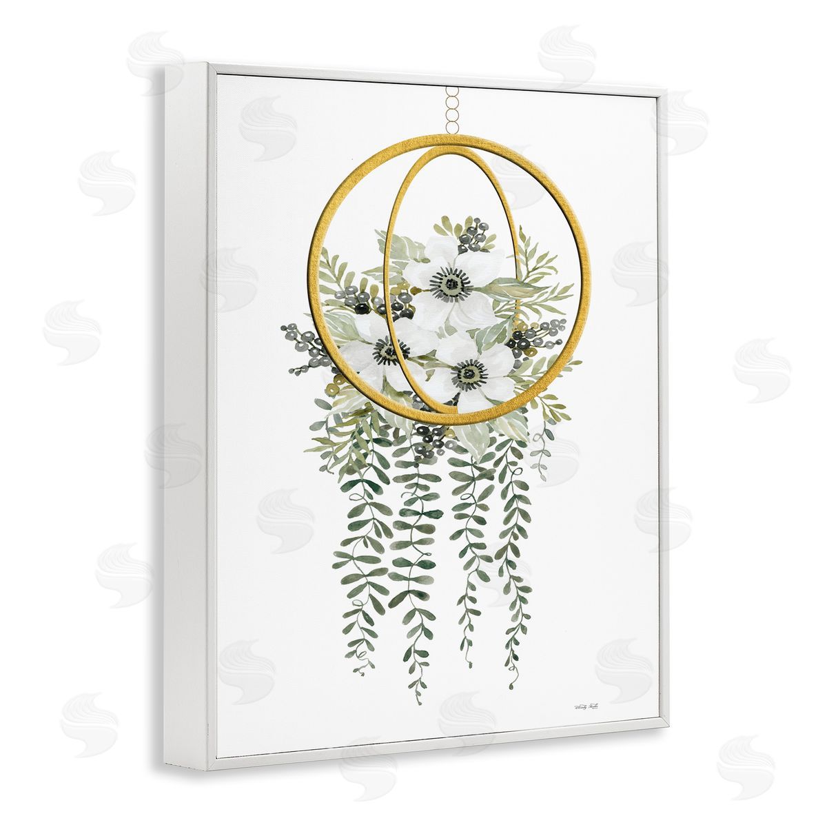 Cindy Jacobs White Floral Vines Modern Planter White Framed Giclee Wall Art