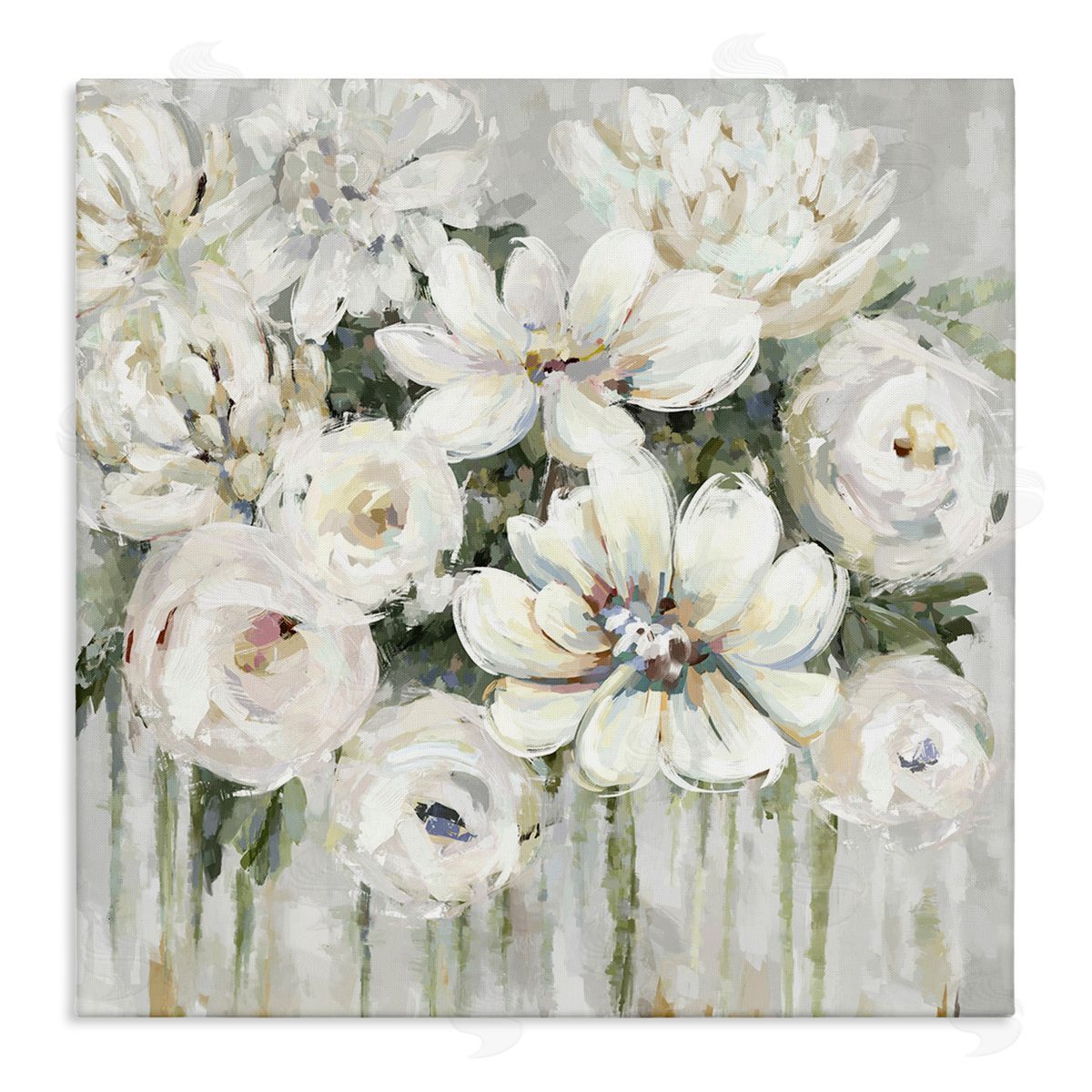 Abstract Bouquet with Greenery Canvas Wall Art, Home Decor by Carson Lyons
