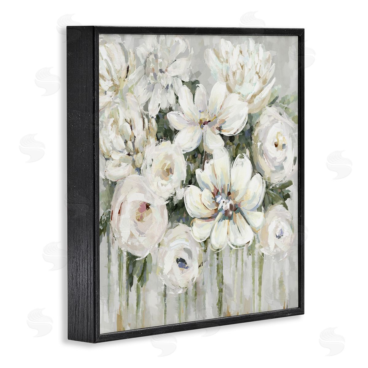 Abstract Bouquet with Greenery Black Frame Print Wall Art, Home Decor by Carson Lyons