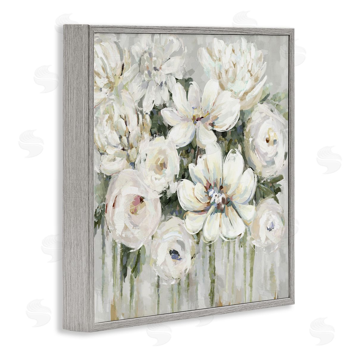 Abstract Bouquet with Greenery Grey Frame Print Wall Art, Home Decor by Carson Lyons