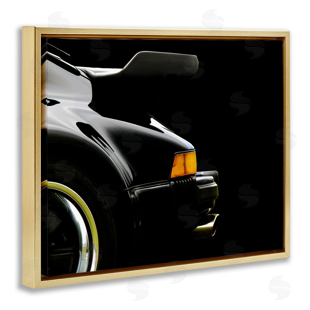 Clive Branson Black Orange Sports Car Detail Gold Floater Frame Canvas Art