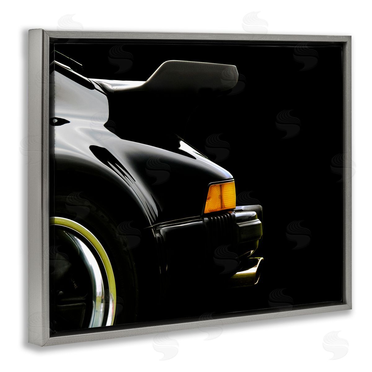 Clive Branson Black Orange Sports Car Detail Gray Floater Frame Canvas Art