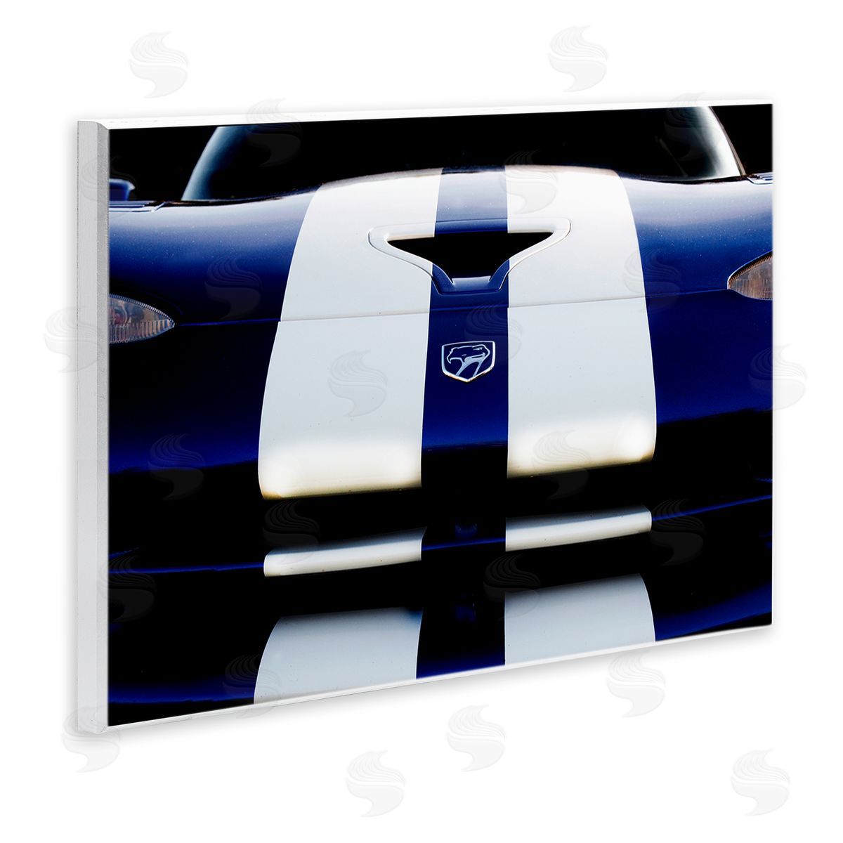 Clive Branson Up Close Blue White Sports Car Wall Plaque Art