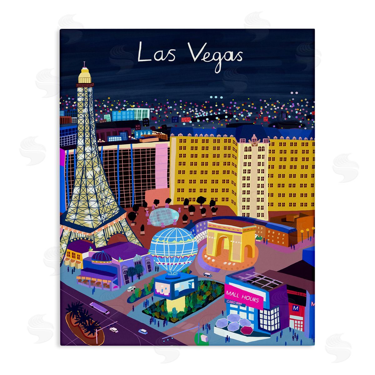 Carla Daly Playful Vegas California Landmarks Illustration Canvas Wall Art