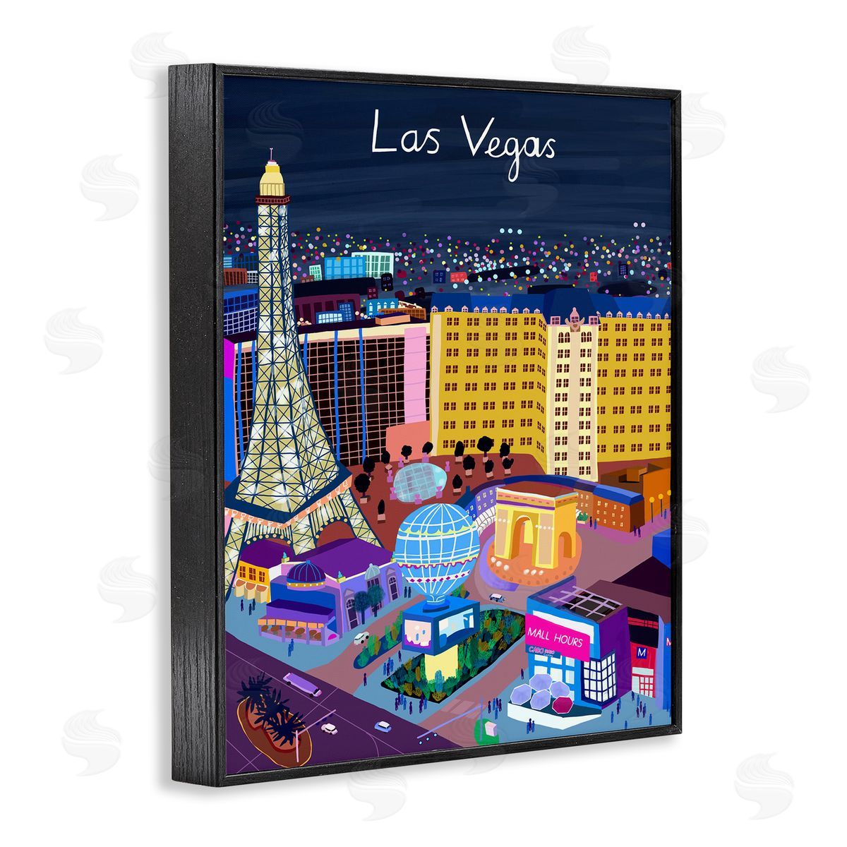 Carla Daly Playful Vegas California Landmarks Illustration Black Framed Giclee Wall Art